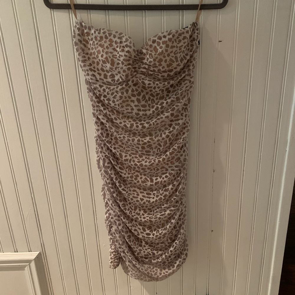 Cheetah print strapless dress
